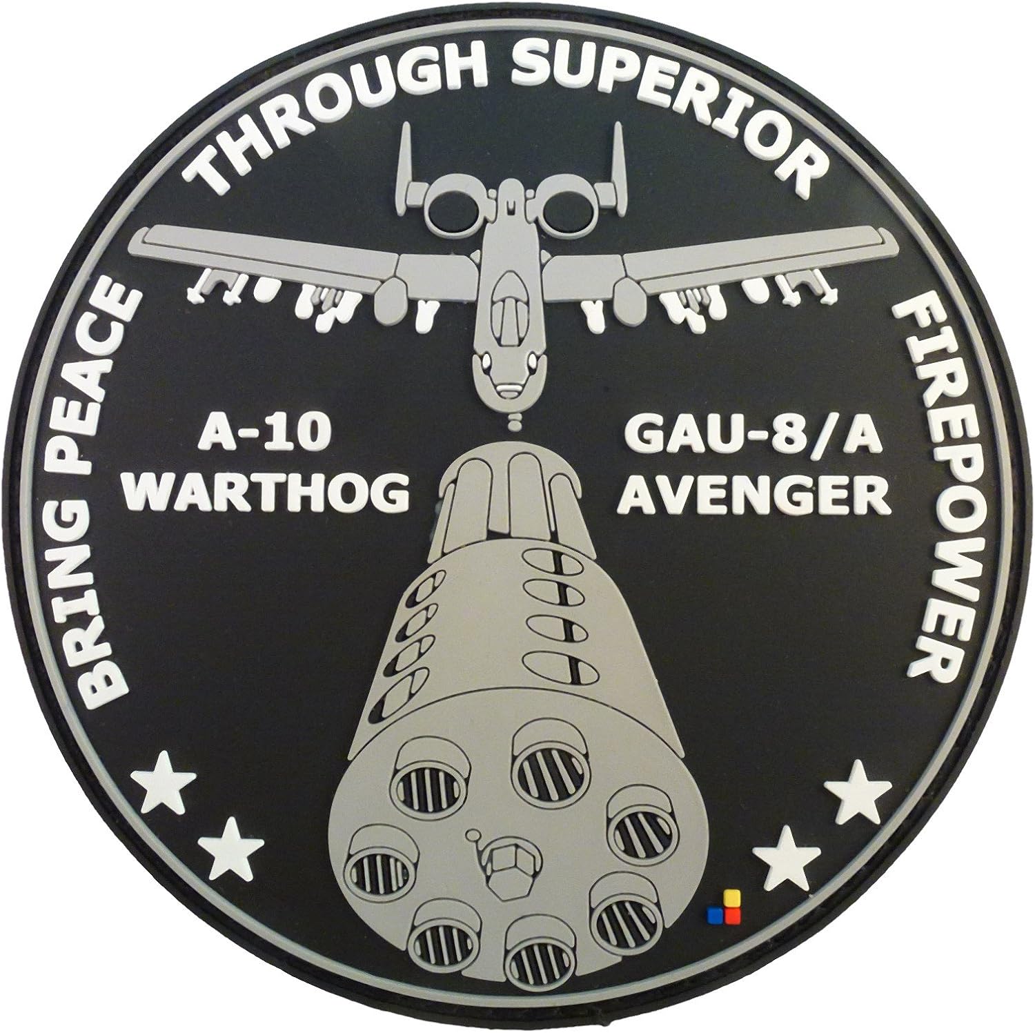 Peace Through Superior Firepower A 10 Warthog Gau 8 A Avenger Morale Pvc Gummi 3d Fastener Aufnaher Patch Amazon De Auto