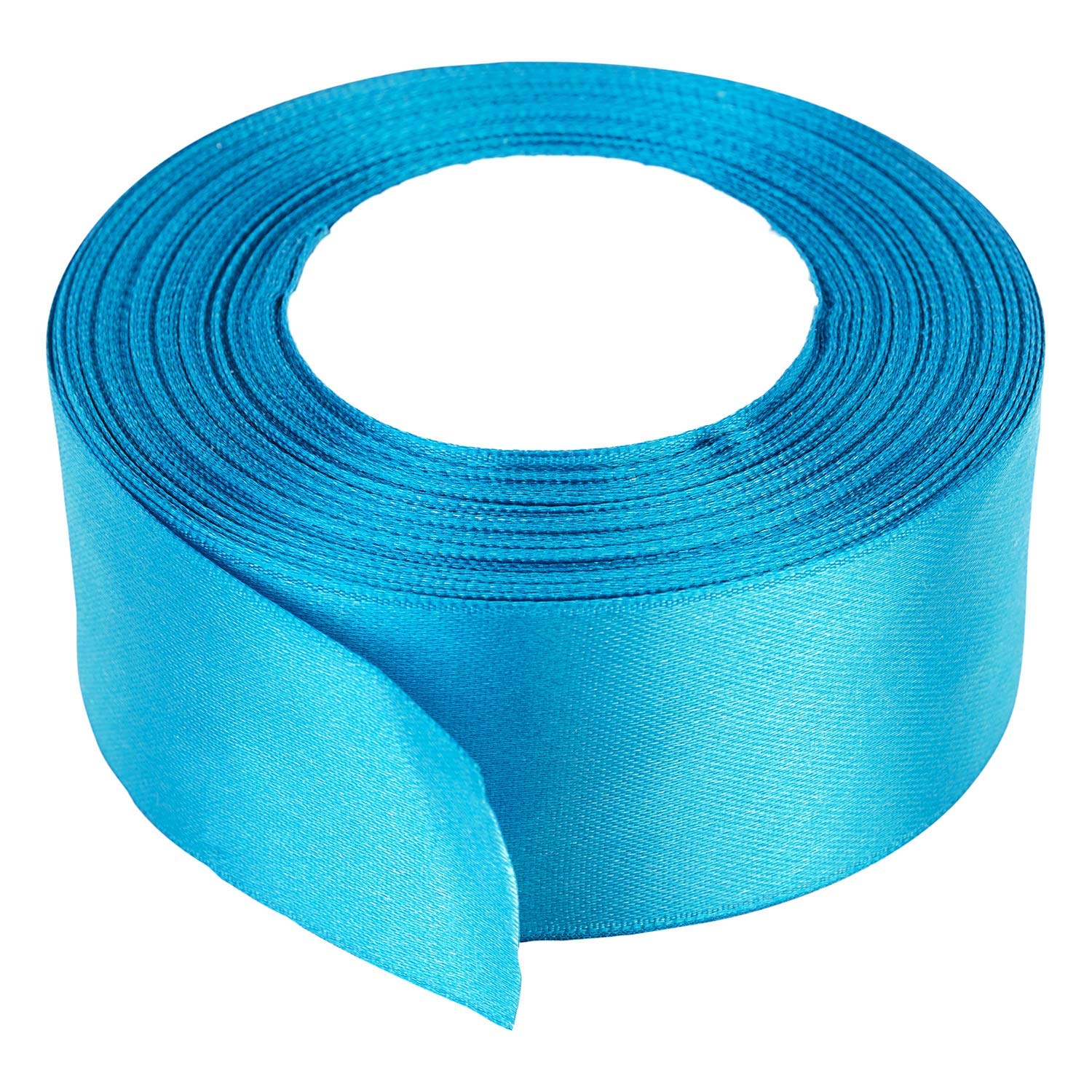 Trimming Shop Turquoise Blue Ribbon Roll - 40mm x 25 Metres - Double Sided Satin Brightly Coloured - 100% Polyester - for Gift Wrapping, Decorating, Arts and Craft - Machine Washable