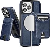 SkyEagle Compatible with Magsafe 2 in 1 Detachable iPhone 16 Pro Max Wallet Case with Card Holder,Women Men Magnetic PU Leather RFID Blocking Flip Kickstand Credit Slots,for Apple 16 ProMax,Blue