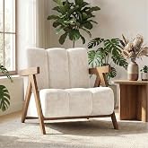 Modern Accent Chair for Living Room Bedroom,Comfy Chenille Reading Chair with Wood Frame,Oversized Upholstered Lounge Armchair with Thick High-Elastic Sponge for Apartment &amp; Waiting Room (White,1)