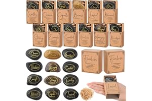 Thyle 12 Set Christmas Christian Inspirational Rocks Gift Bible Verses Scripture Engraved Prayer Stones with Prayer Word Box Religious Thank You Gift for Office Coworker Employee Teacher