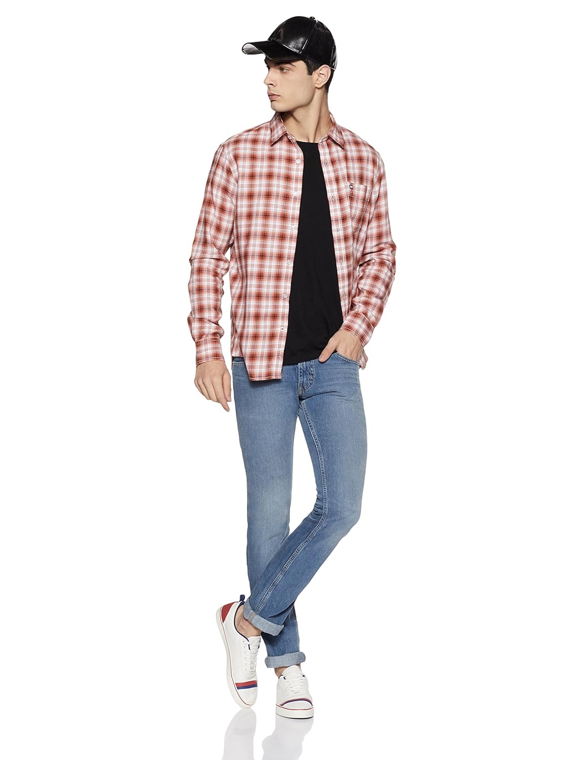 arrow sports men's checkered slim fit casual shirt