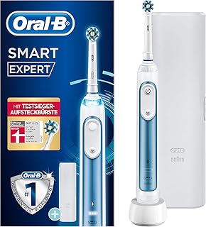 Oral-B Smart Expert Elektrische Zahnbürste mit Bluetooth-Verbindung, SmartRing und Reise-Etui, blau