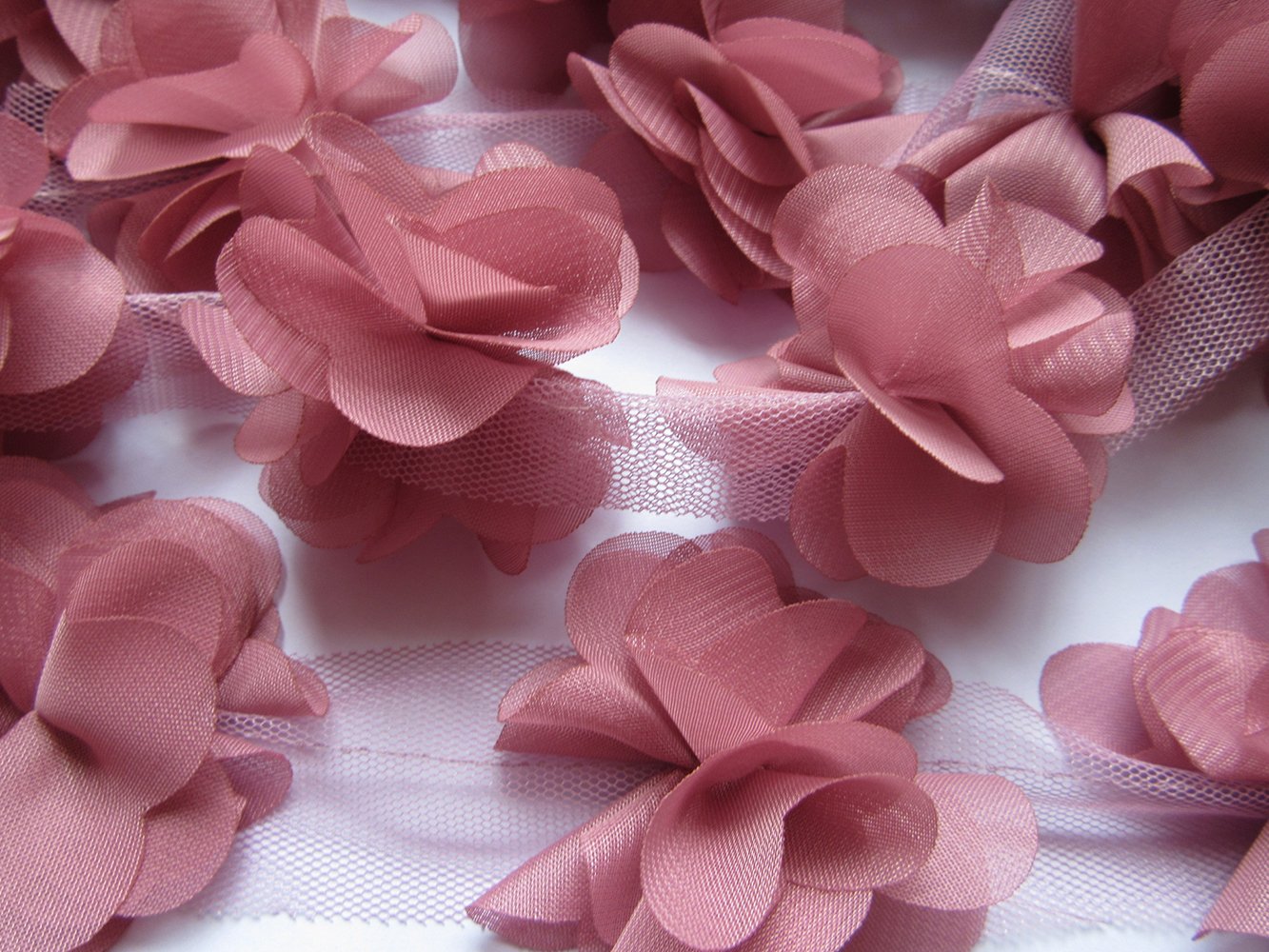 YYCRAFT 5cm(2.5") Chiffon Flower Lace Ribbon Trim DIY Hair Accessories(4 Yards)