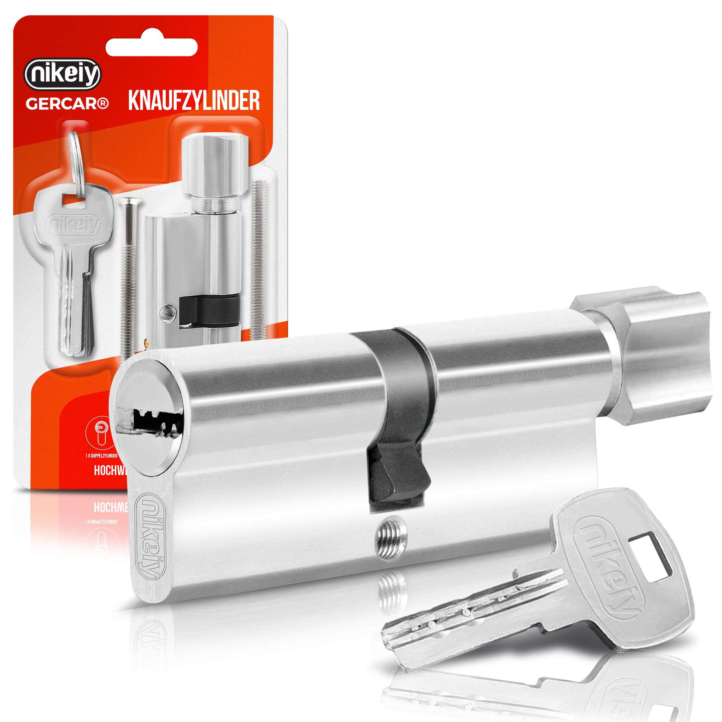 GERCAR Button Cylinder 35/35 Cylinder Lock with 5 Keys Single Length 70 mm A 35 B 35-1 Set