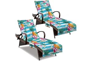 NISDOING Lounge Chair Towel Cover, Beach Chair Cover (Pack of 2), Pool Lounge Chair Covers for Outdoor,Garden, Beach,Sun Lounger,Hotel Pool,Large Size and No Sliding, 85" X 30", Pineapple