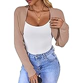 GoMamee Women's Belero Shrugs Long Sleeve Knit Open Front Cropped Cardigan Sweaters for Dresses S-XL