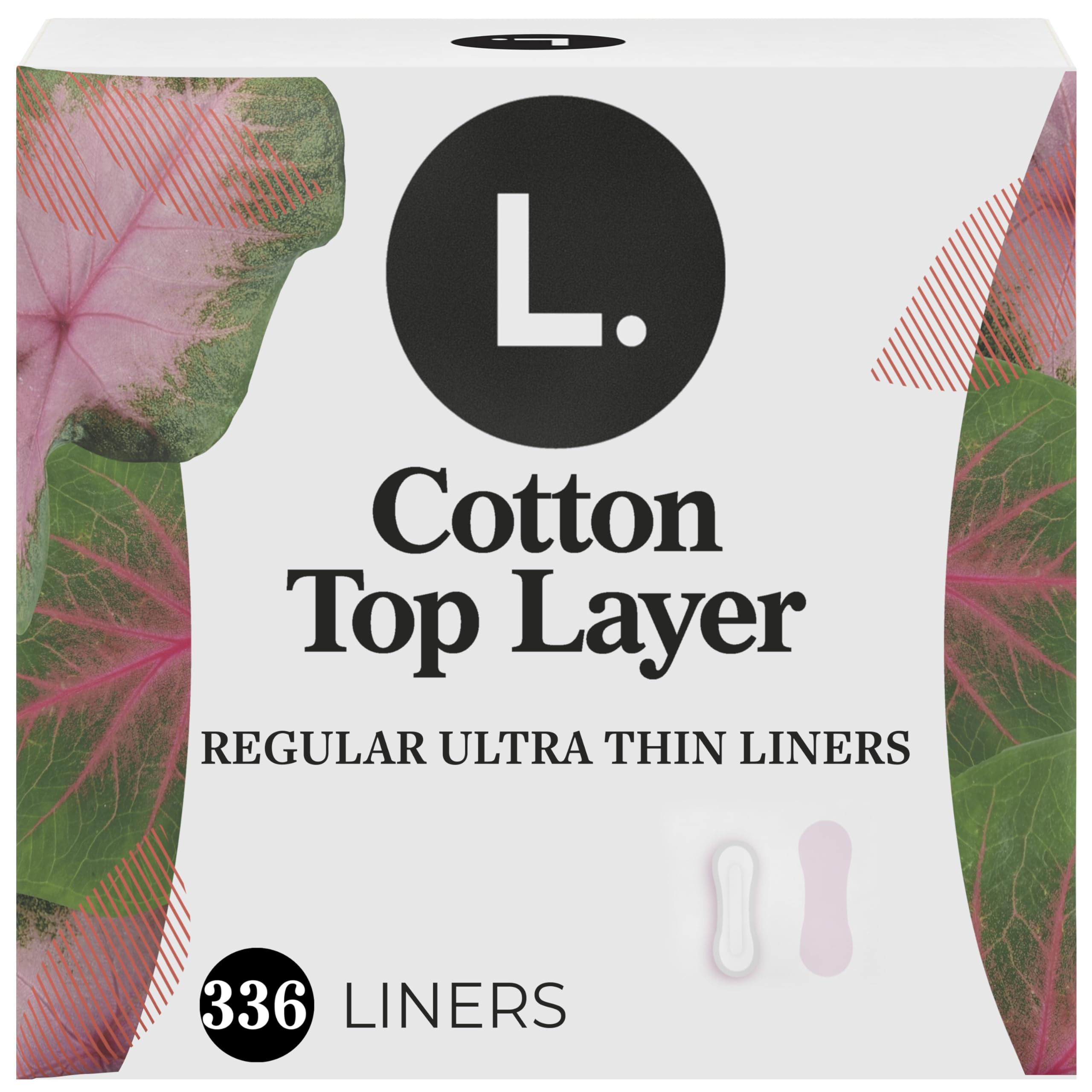 Photo 1 of L. Ultra Thin Liners for Women, Regular Coverage, Organic Cotton Top Layer, Unscented Pantiliners, 336 Count (3 Packs of 112)