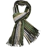 Dahlia Mens Winter Scarf - Synthetic Wool, Extra Long & Warm, Striped Knit