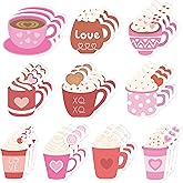 Xqumoi 30 Pack Valentine's Day Coffee Cup Sticky Notes - Heart Self Sticky Notepads Writing Memo Pads for Coffee Lover Gift Wedding Anniversary Office School Supplies Party Favors Goodies Bag Fillers