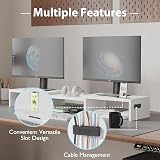 BONTEC Dual Monitor Stand Riser Adjustable Length & Angle White view 5