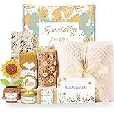 Self Care Gifts for Women Gift Baskets,Sending Sunshine Thinking of You Care Package Spa Gift Sets, Birthday Christmas Gifts for Women Best Friends Mom Sister Wife Grandma Her - Ivory