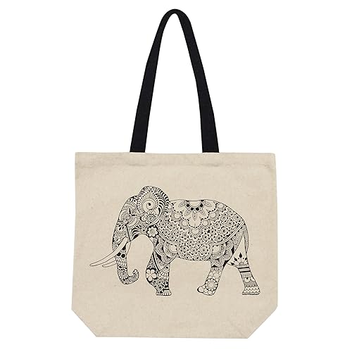 Bolso Elefante Negro Tote de Lona Algodón: Amazon.es: Handmade