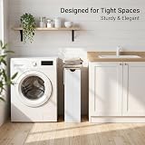 efluky Slim Laundry Basket with Lid 63L Tall Narrow Foldable White view 6