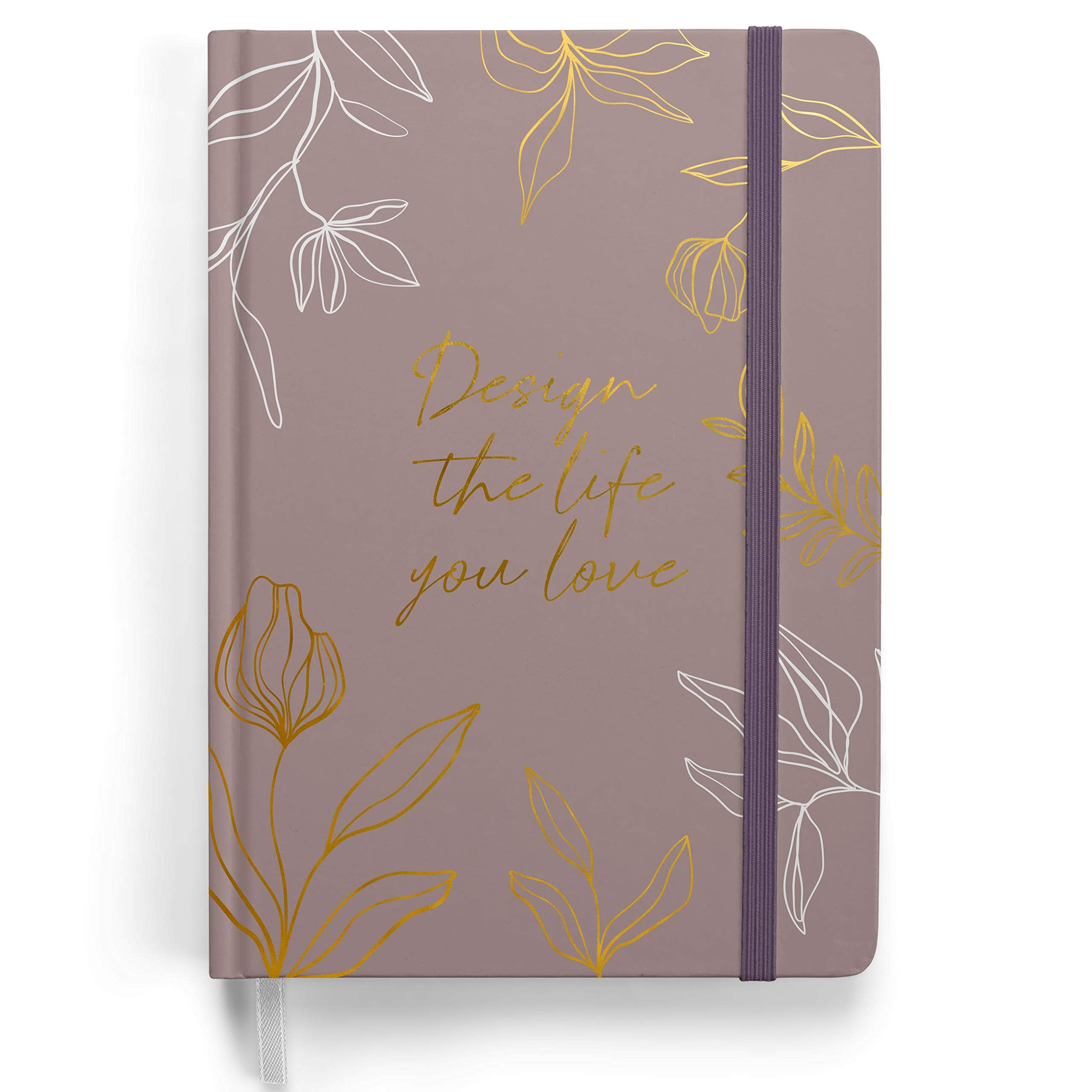 Papierdrachen Premium Bullet Journal Starter Set - (Purple) - A5 dotted notebook | 192 pages thick 120g/m² dotted paper | with dotted grid, triangle pocket, instructions and more.