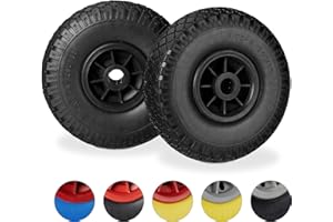 Relaxdays Hand Truck Spare Tyre Set of 2, Flatproof, 3.00-4 Solid Rubber, 25mm Axle, 80 kg, 260 x 85 mm, Black