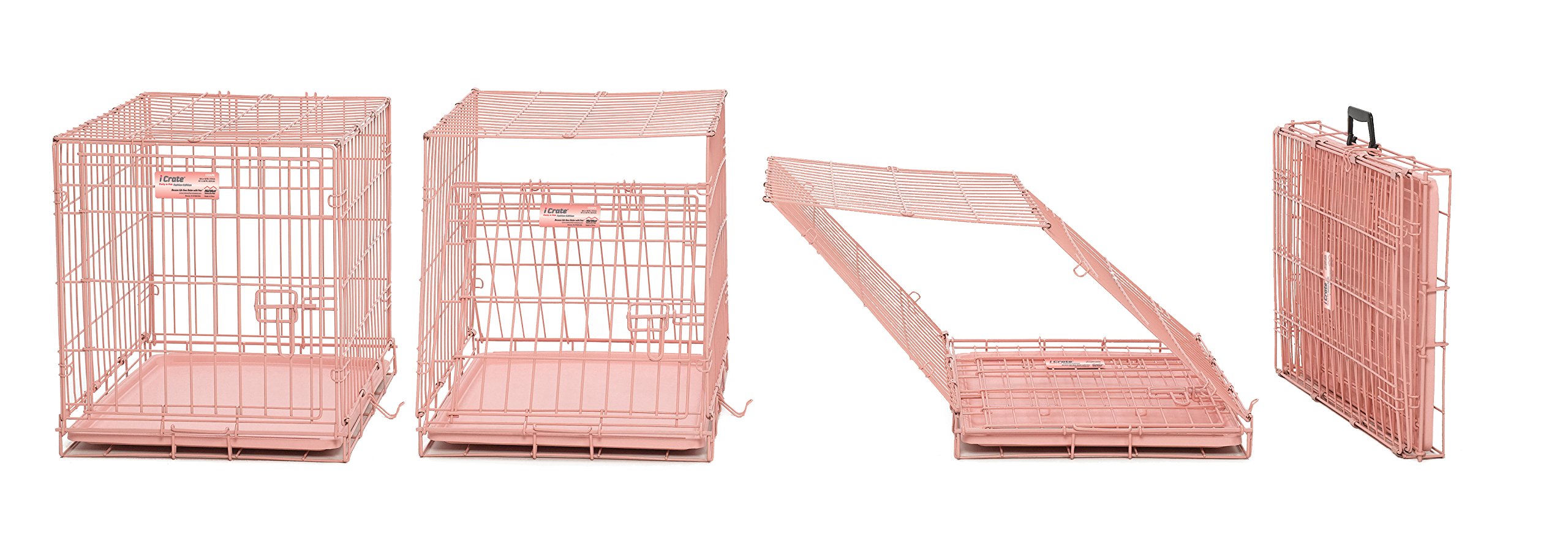 Galleon Pink Dog Crate MidWest ICrate 24" Pink Folding Metal Dog