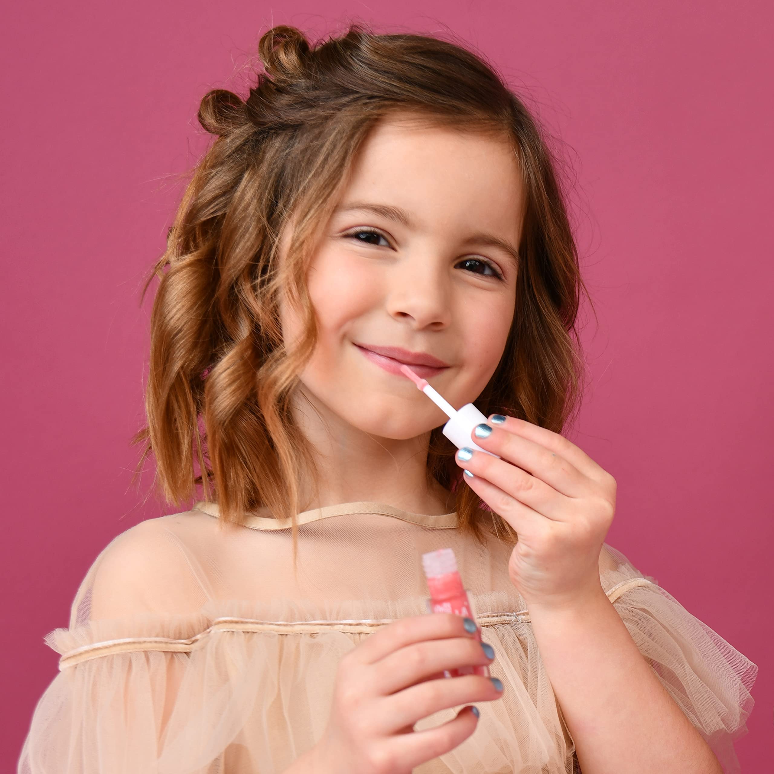 MISS NELLA Pink Secret Lip Gloss, Pink hydrating children Lip Gloss, watermelon scent, gentle on the skin. gives a sheer kiss of colour, with extra shine.