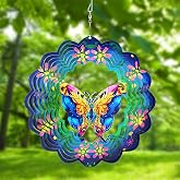 Metal Wind Spinners 3D Hanging Butterfly Wind Spinner 10Inch | Metal Wind Spinners for Outdoor&amp;Indoor Decor, Yard Art, Garden Decoration, Blue