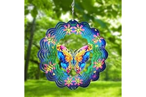 GENERIC Metal Wind Spinners 3D Hanging Butterfly Wind Spinner 10Inch Metal Wind Spinners for Outdoor&Indoor Decor, Yard Art, Garden Decoration, Blue