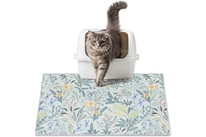 Hedgeink Washable Cat Litter Mat 28"x20" with Non-slip Bottom Waterproof Litter Box Mat Easy to Clean Litter Trapping Mat for Kitty