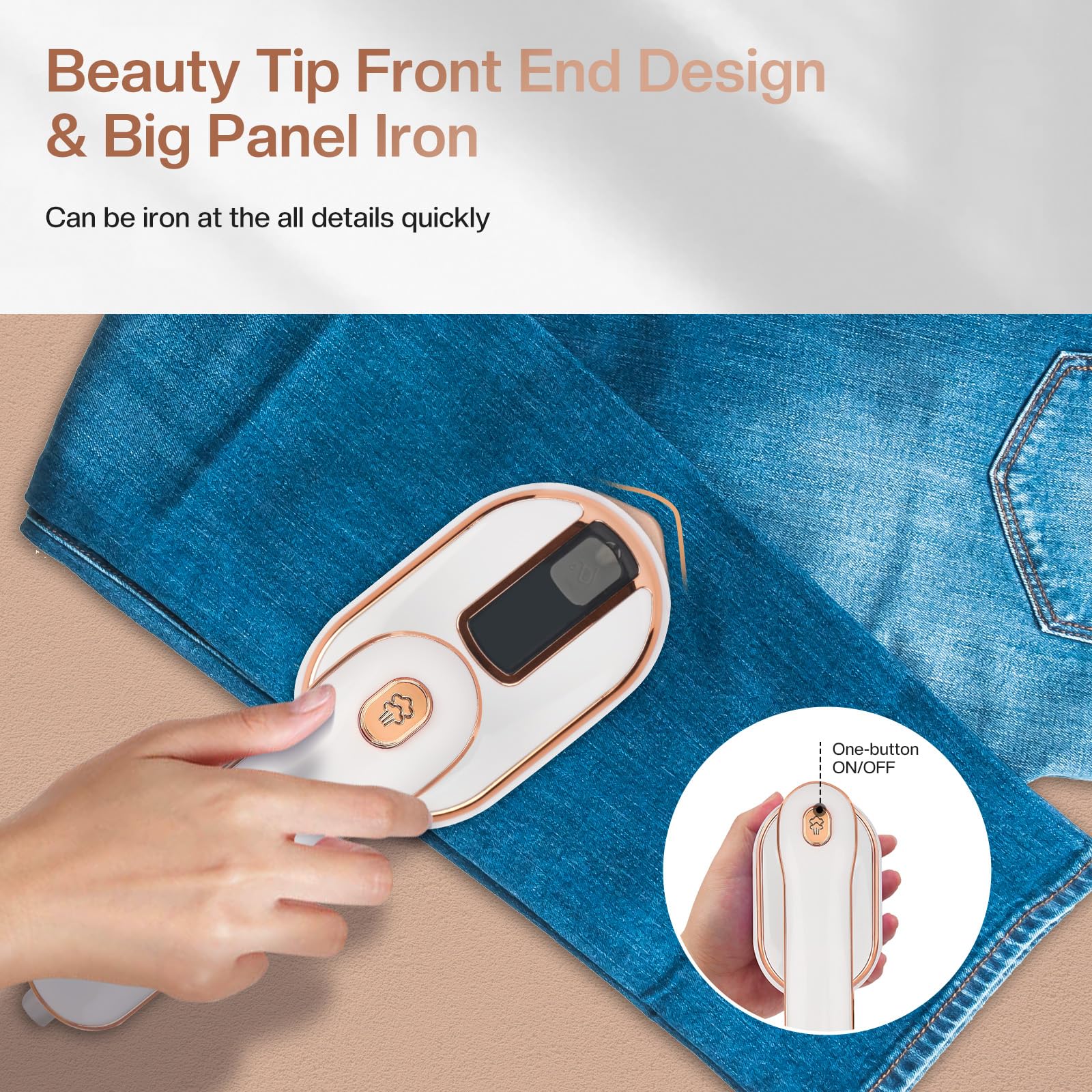 Mini Steam Iron and Portable Steamer for Clothes, 970W Handheld Garment Steamer Iron for Home Travel (White)
