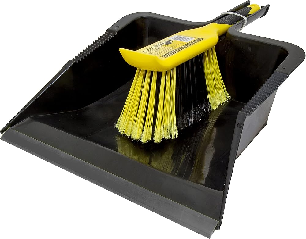 Charles Bentley Bulldozer Dustpan and Brush Set 44x28.5cm Black Yellow