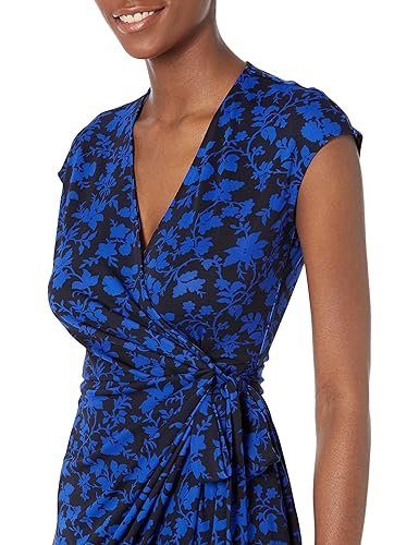 Lark & Ro Women's Classic Cap-Sleeve V-Neck Compact Matte Jersey Wrap Dress  in Saudi Arabia | Whizz Wear to Work