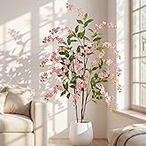 Giegxin 6 FT Artificial Tree Fake Jasmine Plant, Potted Silk Tree Tall Faux Floor Plants and Pink Flower for Indoor Living Room Porch Office Decor