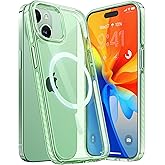 TORRAS Shockproof Magnetic Clear for iPhone 15 Plus Case & iPhone 14 Plus Case,12FT MIL-Grade Drop Protection,Compatible with MagSafe,Non-Yellowing Cover for iPhone 15 Plus Phone Case 6.7,Clear Green