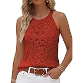 LUYAA Womens Summer Tank Tops Crochet Sleeveless Sweater Vest Boho Striped Shirt Hollow Knit Lightweight Tops 2026 Fashion