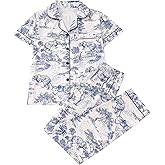 WDIRARA Women's 2 Piece Leopard Print Pajama Set Button Down Short Sleeve Shirt and Lounge Pants Sleepwear