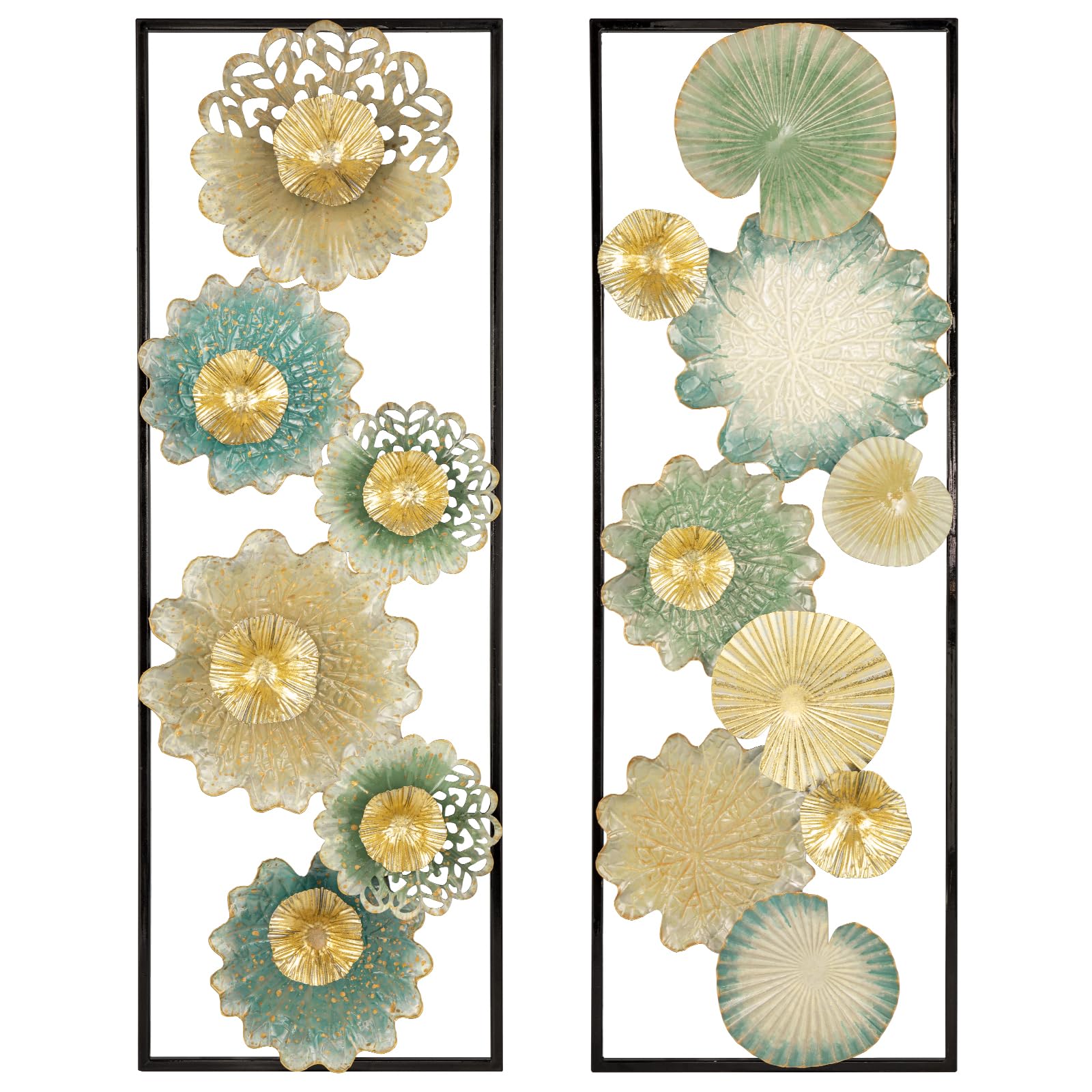 Hollyone 2 PCS 90CM X 31CM Gold Wall Art Décor Rectangular Panels Metalwork, Modern Wall Sculpture Hanging Décor for Home Office Café Bedroom Living Room Kitchen Wall Decorations