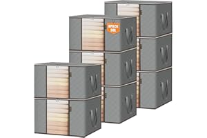 BALEINE 8 Pack Clothes Storage Bags, 24 Gallon Storage Containers with Reinforced Handle Sturdy Zipper, Closet Storage for Bl