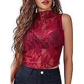 Avidlove Lace Tops for Women Mock Neck Camisole Top Sexy Crop Y2k Tank Going Out Outfits 2025 Trendy