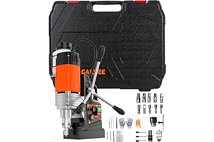 GarveeTech Mag Drill Press, 1650W 1.57" Boring Diameter, 2922lbf Power Portable Magnetic Drill, 810 PRM, 10-Speed, with 10Pcs Drill Bits 3Pcs Twist Drill and 1Pcs Plastic Box Electric Drilling Machine