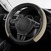 Skechers Steering Wheel Cover,Max Cushioning Leather Steering Wheel Cover Universal Fit 14" 1/2-15" Car Wheel Protector for Men Women Fit Suvs,Vans,Sedans,Car,Trucks,Beige