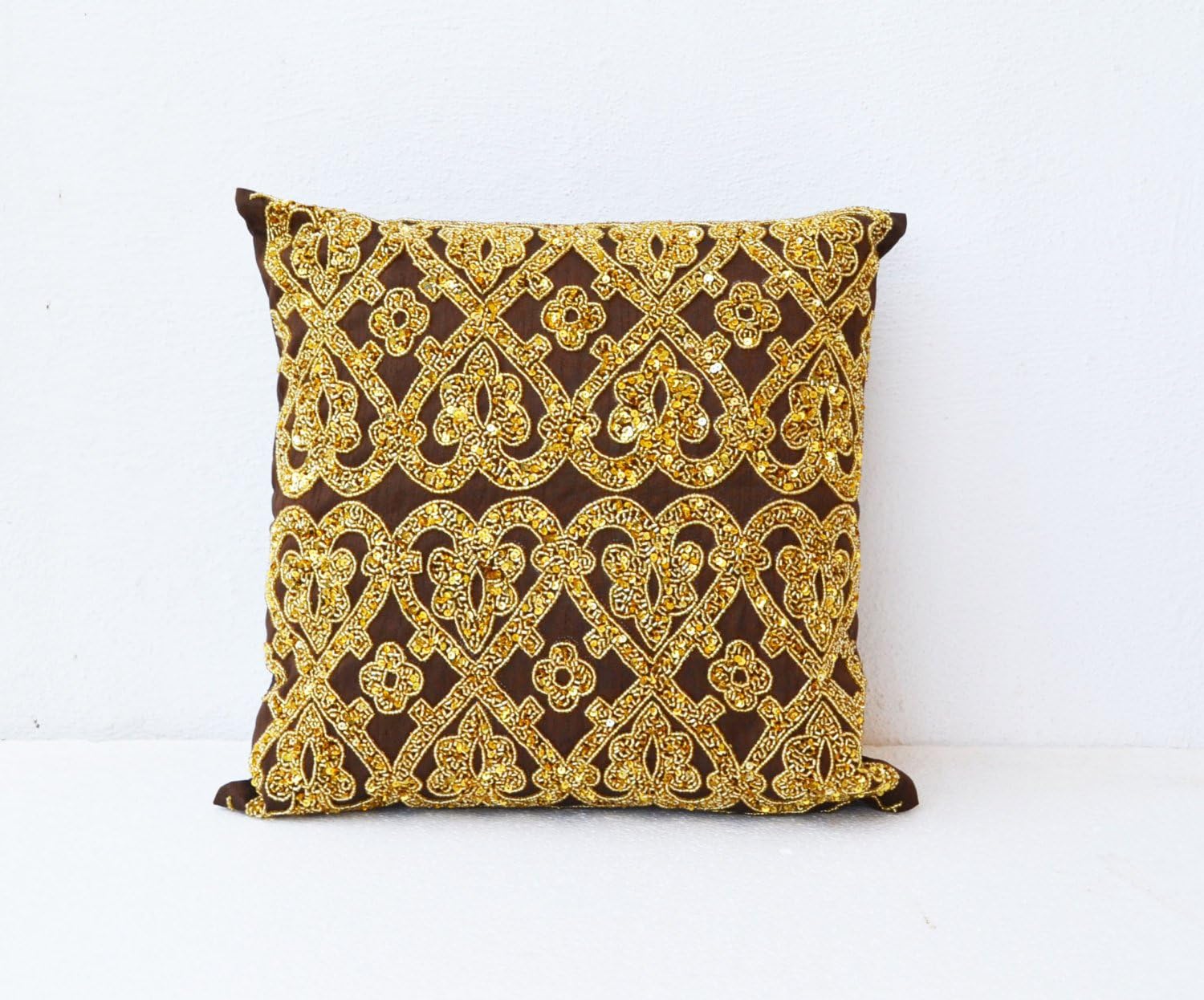 Amazon Com Amore Beaute Handmade Brown Beaded Pillow Covers