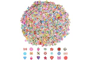 CCINEE Nail Art 3D Assorted Fruit, Animal, Flower Polymer Clay Slices for Slime Craft - 4500PCS, 1/5 Inch