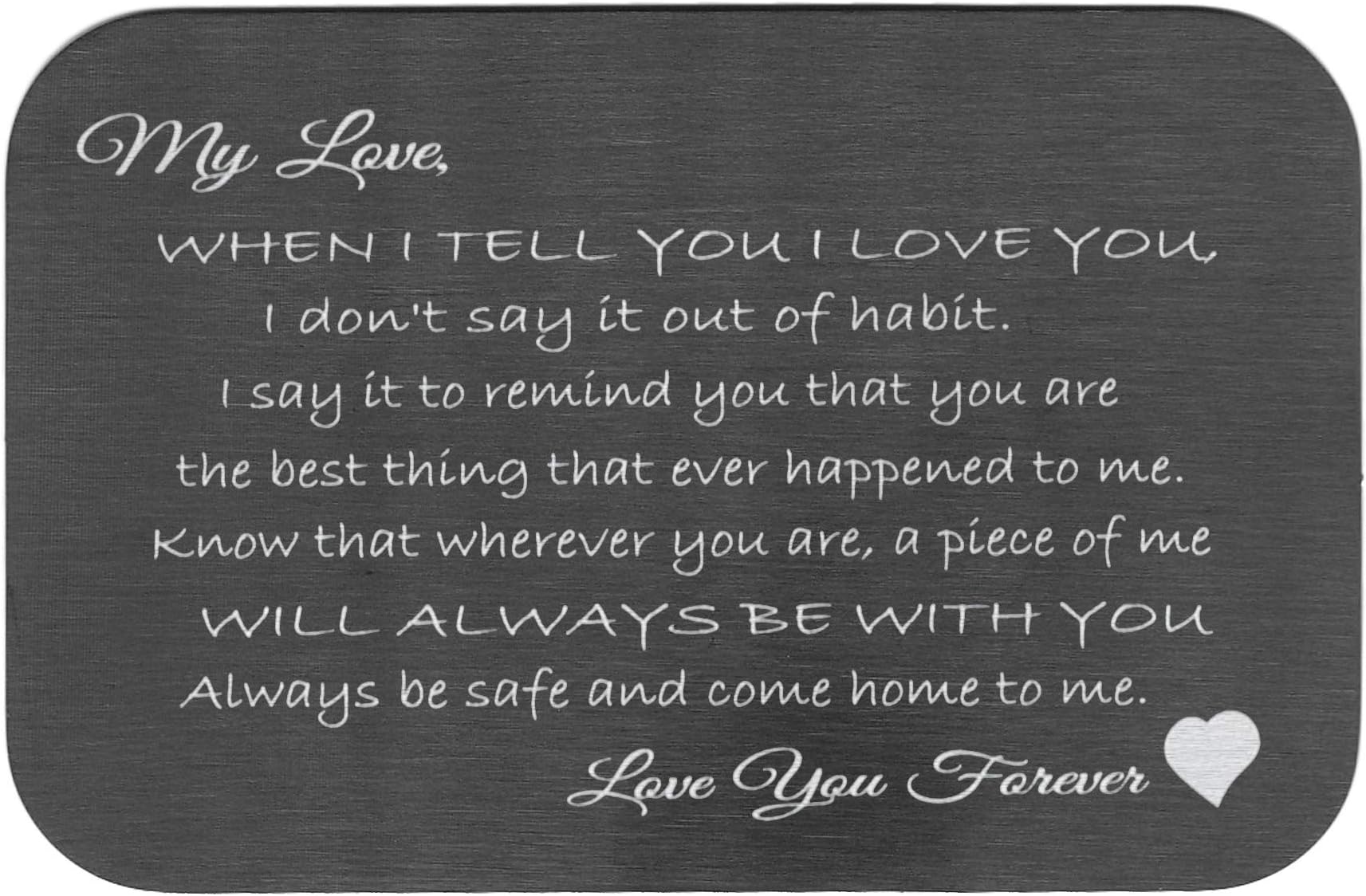 Love You Forever Personalized Photo Text Engraved Wallet Note Card Husband Wife Groom Bride Gift