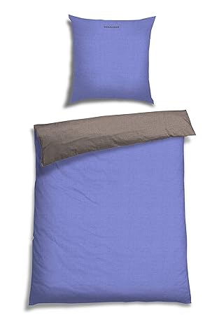 Schiesser Renforcé Bettwäsche Doubleface Hellblau - Silber Wendebettwäsche/2-teilig/100% Baumwolle/Versch. Größen erhältlich,