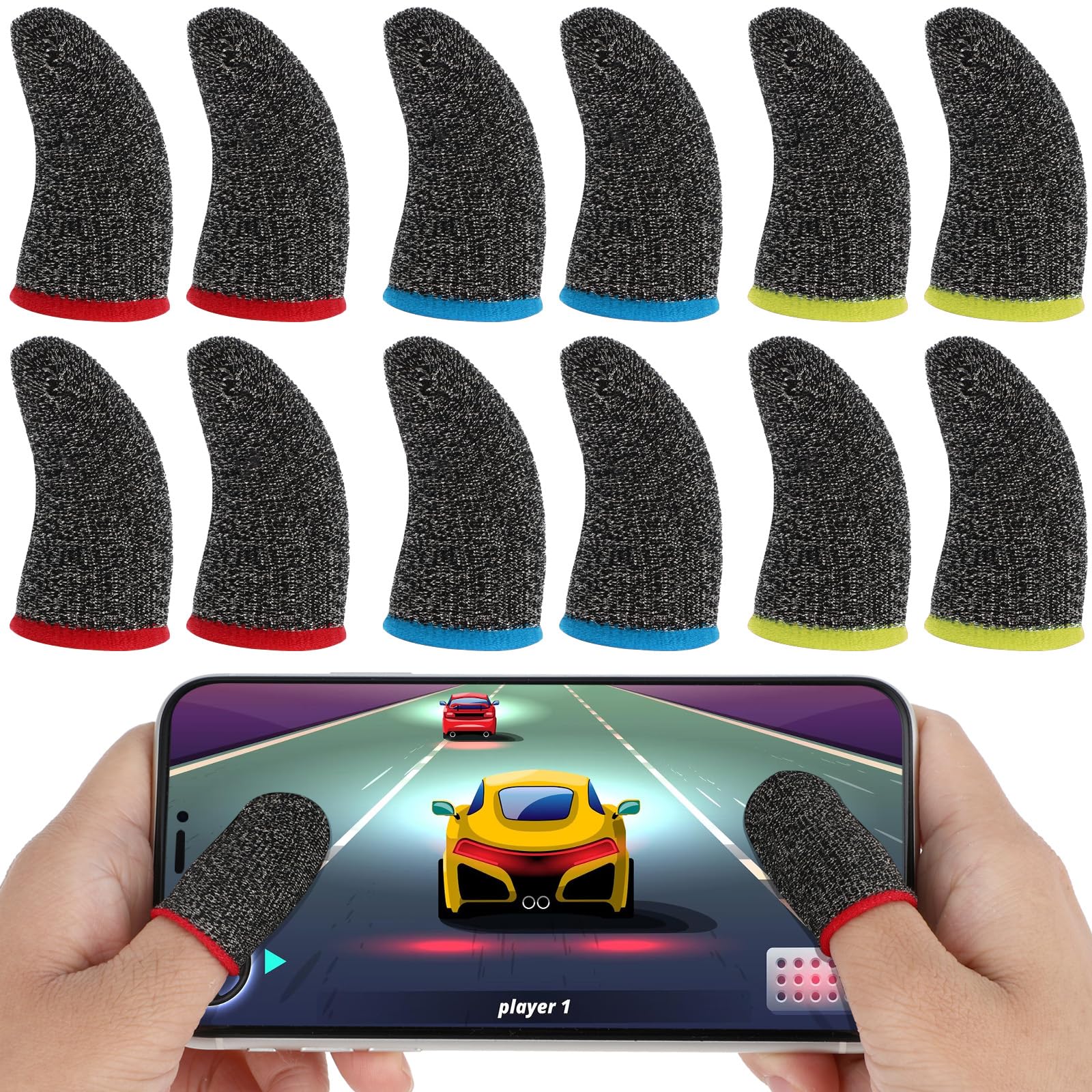 Ouligay 30Pcs Mobile Finger Sleeves for Gaming Finger Gloves Anti-Sweat Gaming Thumb Sleeve for Mobile Game Competition