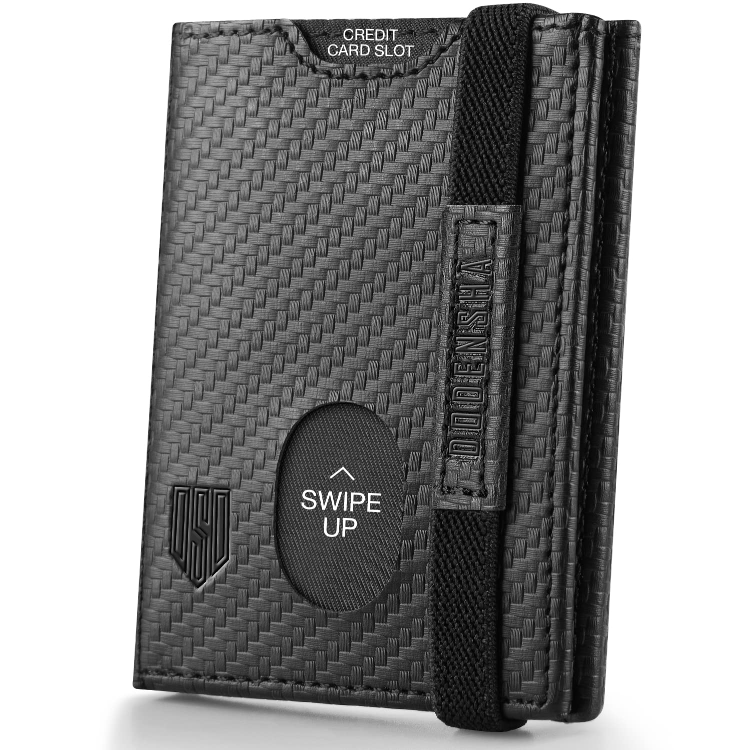 Slim Wallet, Genuine Leather Minimalist Wallet for Mens, RFID Blocking Tri-Fold Slim Credit Card Wallet with 10 Cards, 2 Banknote Compartments, ID Window, Coin Pocket Men Wallets with Gift Box