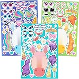 JOYIN 36 Pcs Make-a-face Sticker Sheets Unicorns Kids Party Decor view 6