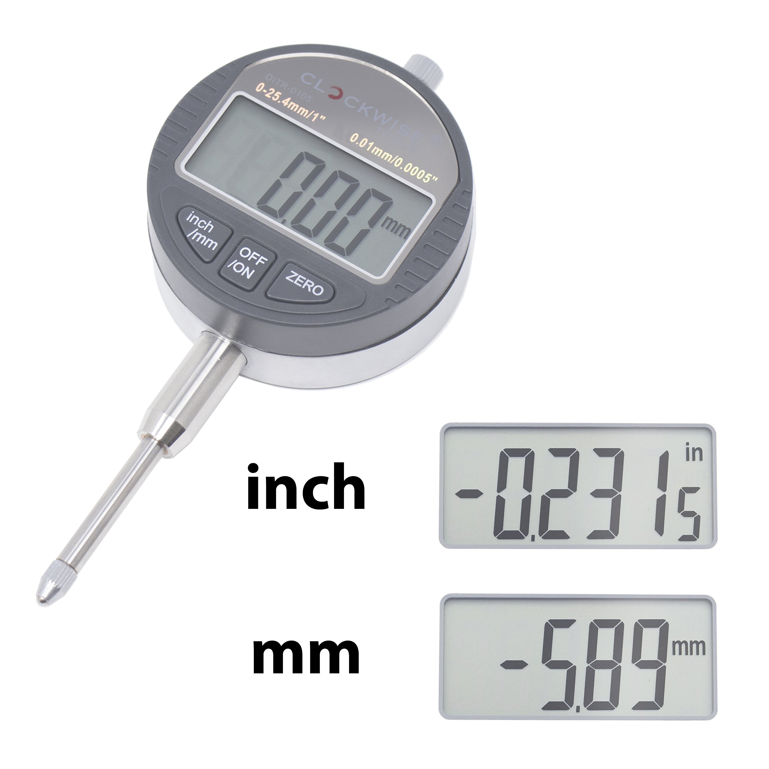 Clockwise Tools DIGR0055 Electronic Digital Dial Indicator Gage Gauge