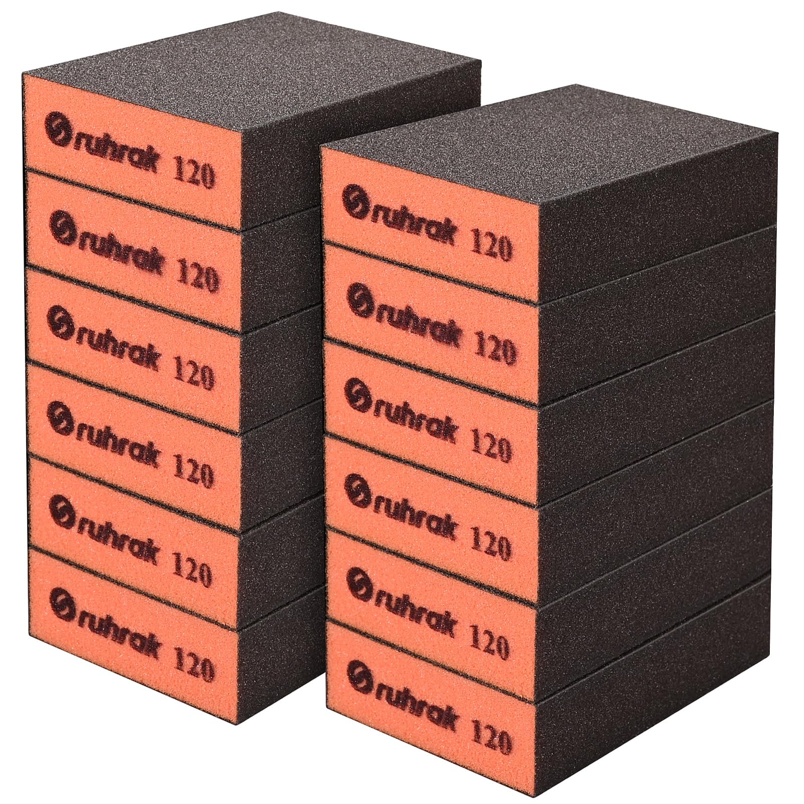 Sruhrak Sanding Block 12 Pieces Hard Sanding Sponges, 120 Grits Wet Dry Reusable Sanding Pads for Wood, Plastic, Drywall and Metal Polis