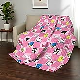 Northwest Hello Kitty & Friends Quilted Throw, Soft Checkered Pattern, Comfy Throw, Adults Boys Girls, Soft Lightweight for Chair or Couch, 60 x 80 Inches