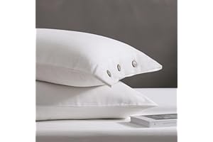 JELLYMONI Pillowcases Standard Set of 2 Cotton Button Pillow Covers 20×26in Cream White Bed Pillow Cases 100% Washed Cotton S