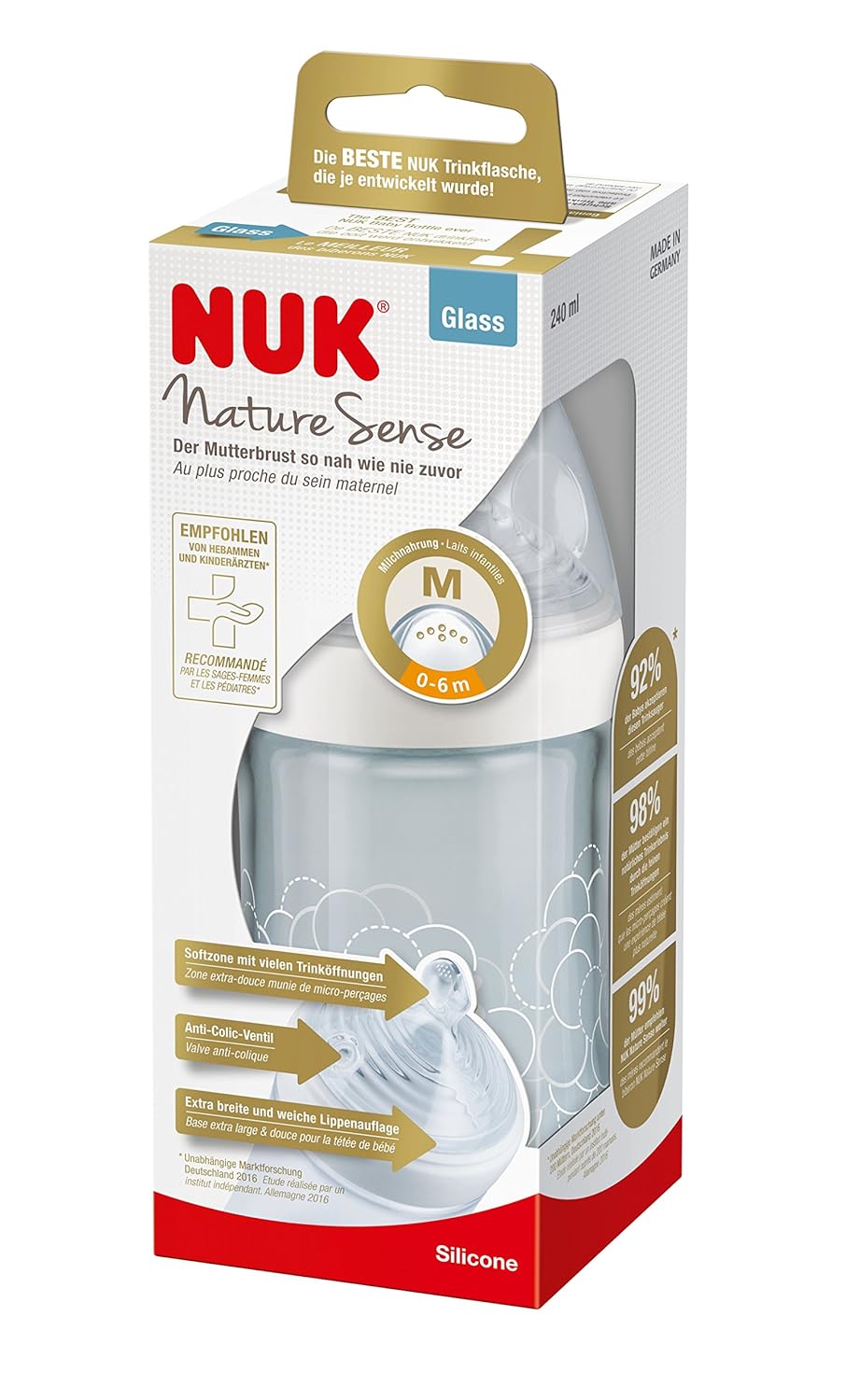 nuk nature sense glass bottle