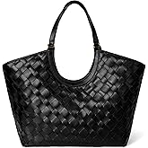 Large Woven Tote Bag for Women, Braided Shoulder Bag Designer Tote Purse Top-Handle Handbag Vegan Leather Under Arm Bag